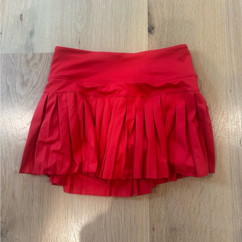 Vibrant Red Pleated Mini Skirt